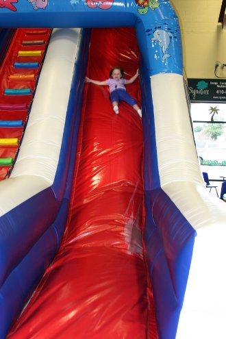 Coming down the high slide